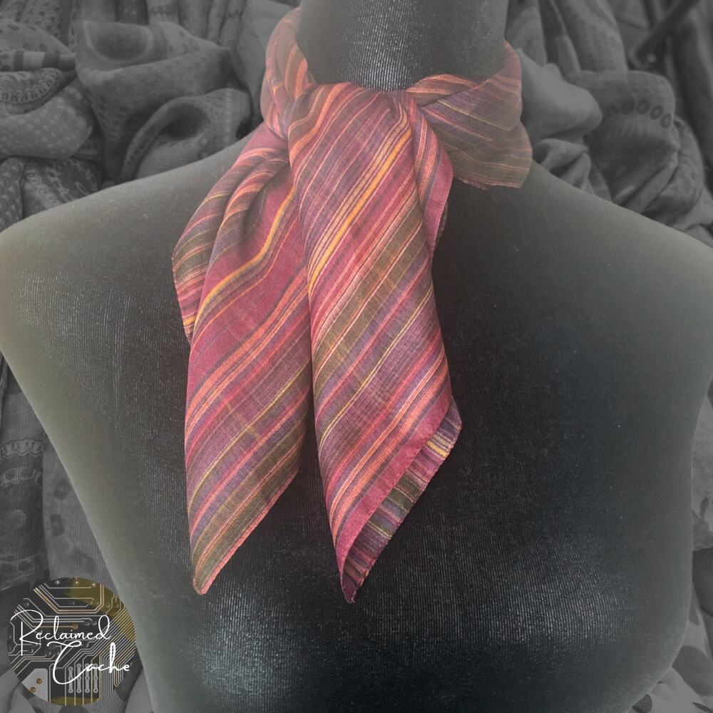 NY & CO Burgundy Striped Sheer Scarf